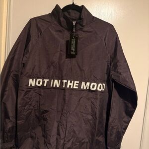Original Deluxe Men's Black Windbreaker with 'NOT IN THE MOOD' Chest Print